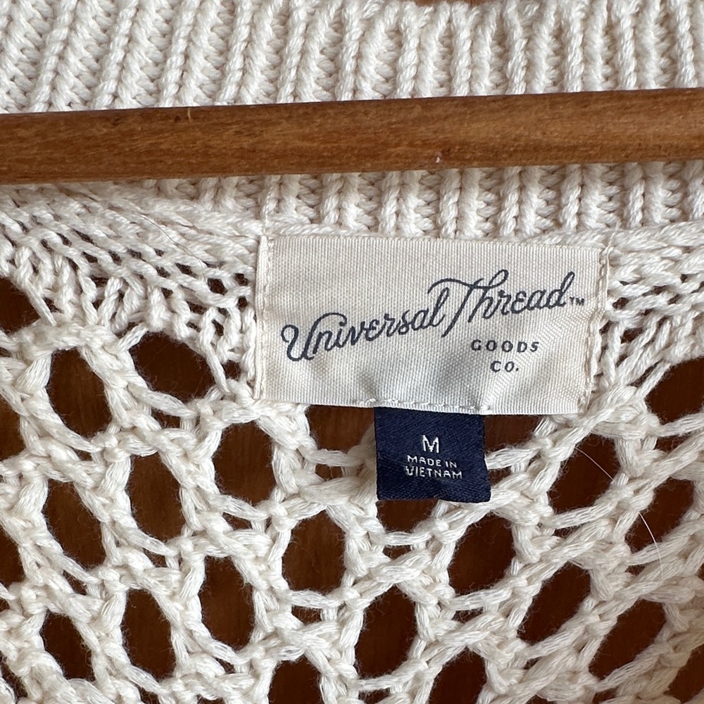 Universal Thread Cream Open-Knit V-Neck Sweater - Picture 2 of 3